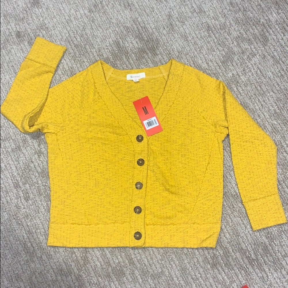 Mustard yellow cardigan sweater (size Medium)